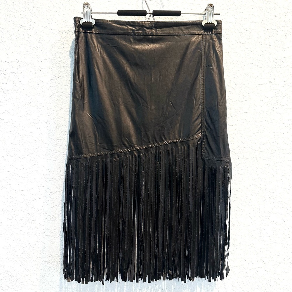 Black Tassel Fringe fitted Skirt, Size M